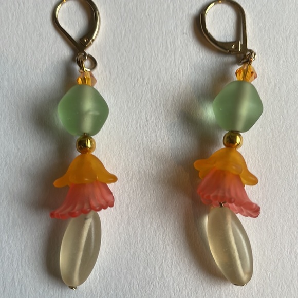 Handmade Jewelry Luminous Blooms Artisan Earrings New & Upcycled Beads - Picture 1 of 5